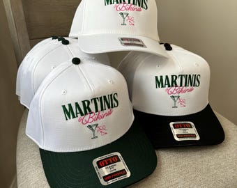 Custom Martinis & Bikinis Bachelorette Party Embroidered Trucker Hat