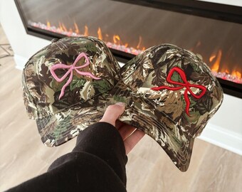 Camo Bow Embroidered Trucker Hat