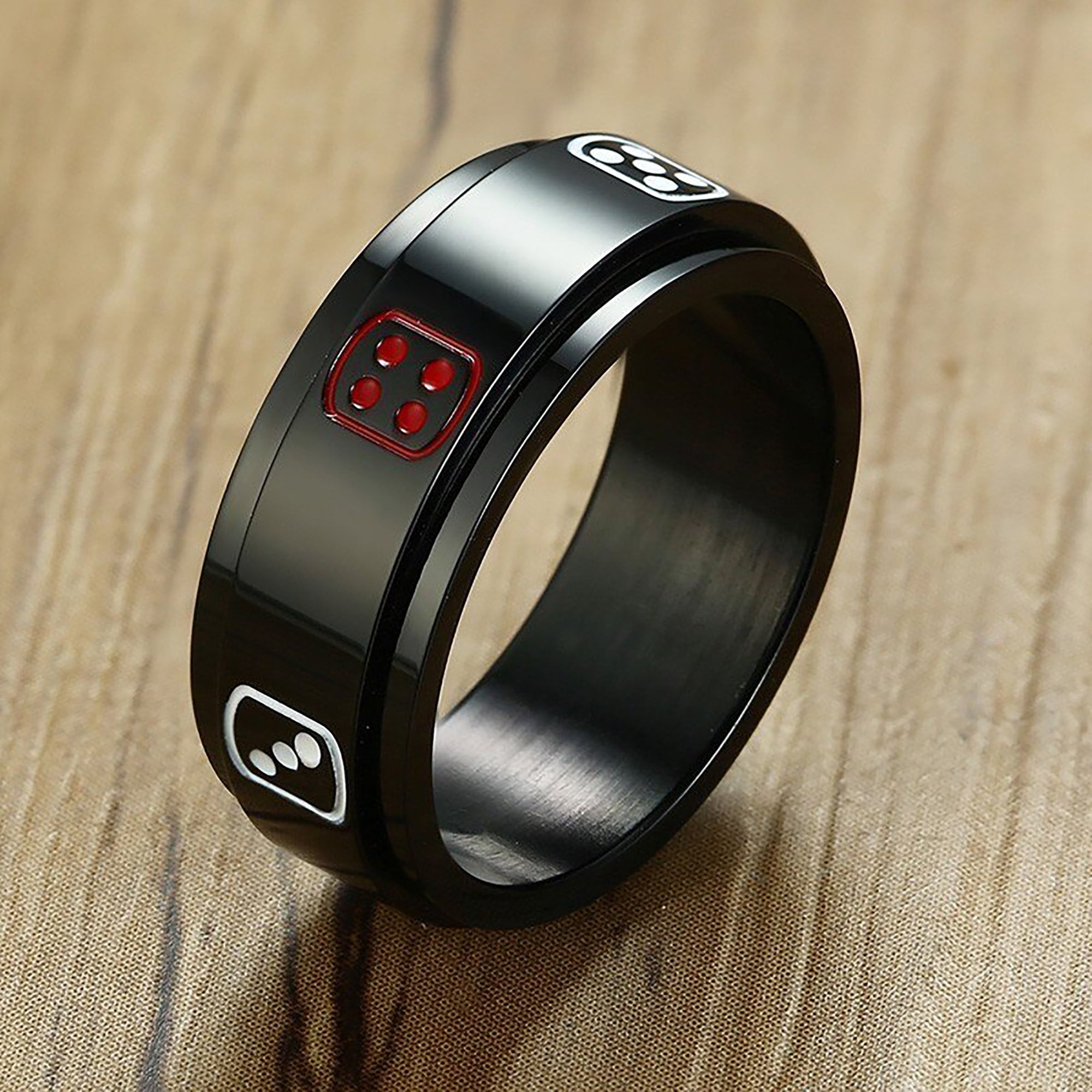D20 Random Number Stainless Steel Dice Spinner Ring for Anxiety