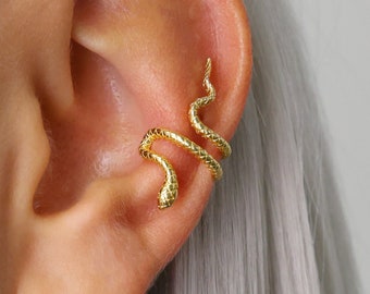 Boucle d'oreille serpent - boucle d'oreille serpent - brassard sans piercing - brassard conque - boucles d'oreilles avant-gardistes - boucles d'oreilles animaux - bijoux grunge - cadeau pour elle