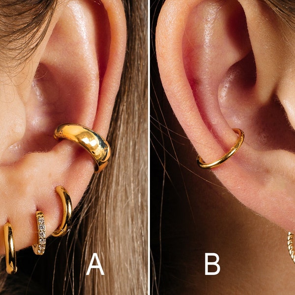 Band Ear Cuff - Ear Cuff No Piercing - Conch Ear Cuff - Fake Piercings - Ear Cuff Non Pierced - Cartilage Ear Cuff - Gold Ear Cuff