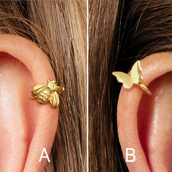 Tiny Butterfly Bee Cartilage Hoop Earring - Tiny Hoop Earrings - Helix Hoop - Tragus Hoop - Small Hoops - Minimalist Earrings