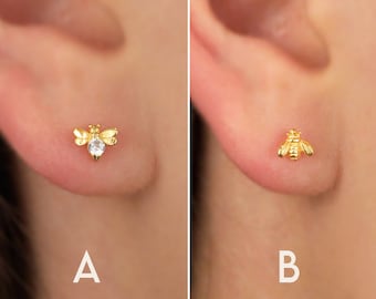 Tiny Bee Stud Earrings - Small Stud Earrings - Bumblebee Studs - Minimalist Stud Earrings - Honeybee Studs - Bee Earrings - Gifts for Her