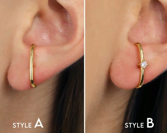 Gold Suspender Earrings - Ear Climbers - Stud Lobe Ear Cuff - Wrap Earrings - Sterling Silver Earrings - Minimalist Earrings - Gifts for Her