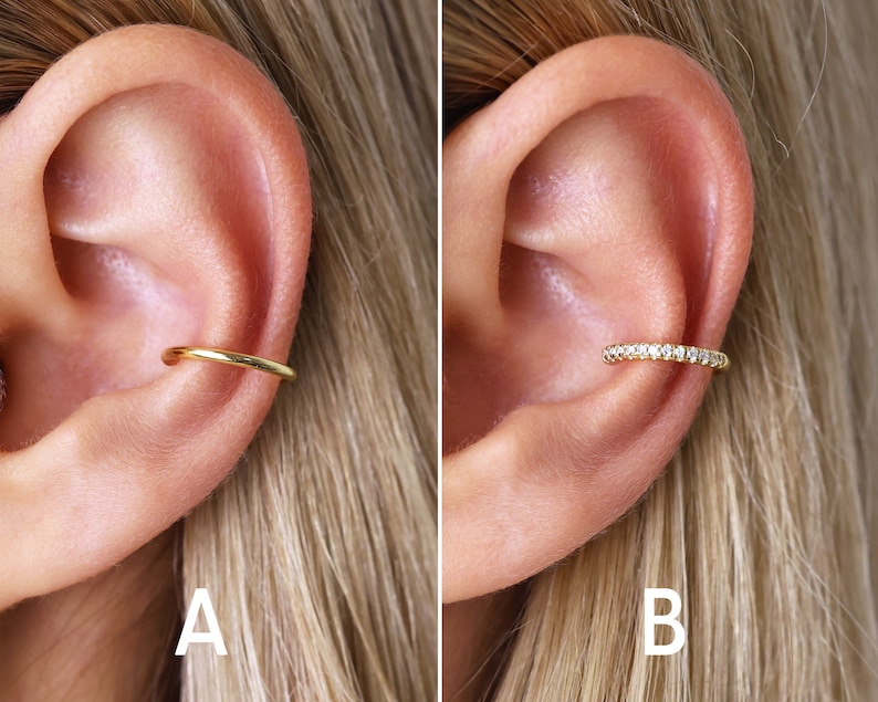 Thin Ear Cuff Ear Cuff No Piercing Conch Ear Cuff Fake Piercings Ear Cuff Non Pierced Cartilage Ear Cuff Gold Ear Cuff image 1
