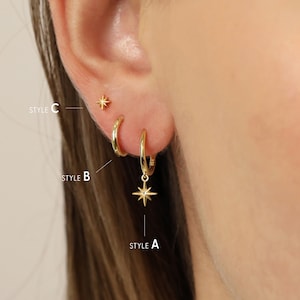 18K Gold Star Dangle Earring Set Earring Stack Sterling Silver Earring Set Everyday Earrings Gift Set Gift For Her Gift Ready image 2