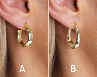 Chunky Statement Hoop Earrings - Tapered Hoops - Thick Hoops - Sterling Silver Hoop Earrings - Gold Hoop Earrings - Minimalist Earrings