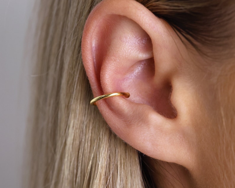 Thin Ear Cuff Ear Cuff No Piercing Conch Ear Cuff Fake Piercings Ear Cuff Non Pierced Cartilage Ear Cuff Gold Ear Cuff image 6