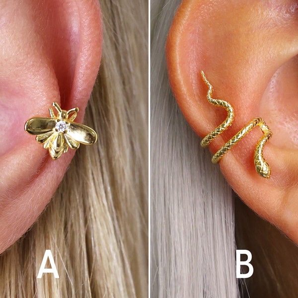 Dainty Animal Ear Cuff - Conch Ear Cuff - No Piercing Ear Cuff - Fake Piercings - Gold Silver Ear Cuff - No Piercing Needed - Gifts for Her