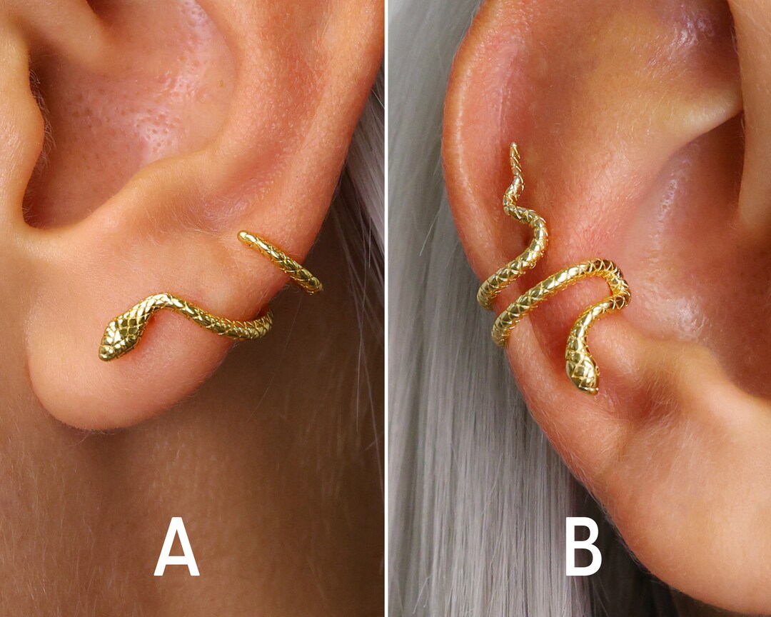 Serpent Climber Earrings Snake Earrings Conch Ear Cuff Snake Studs No Piercing Ear Cuff Minimalist Earrings Gifts for Her Etsy UK