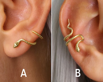 Serpent Climber Earrings - Snake Earrings - Conch Ear Cuff - Snake Studs - No Piercing Ear Cuff - Minimalist Earrings - Gifts for Her