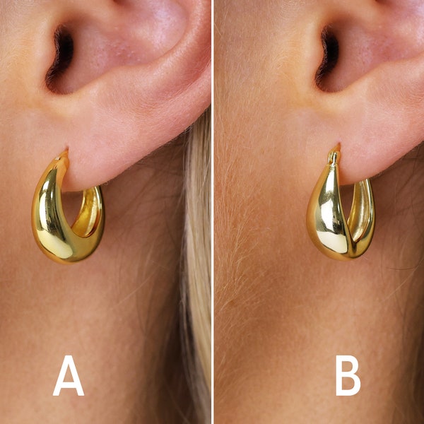 Chunky Tapered Hoop Earrings - Statement Hoops - Thick Hoops - Sterling Silver Hoop Earrings - Gold Hoop Earrings - Minimalist Earrings