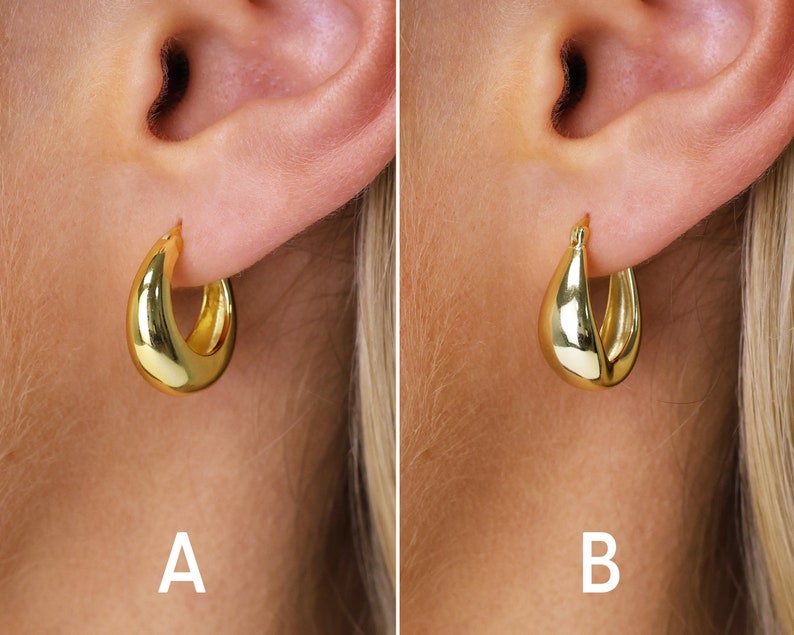 Chunky Tapered Hoop Earrings Statement Hoops Thick Hoops Sterling Silver Hoop Earrings Gold Hoop Earrings Minimalist Earrings image 1