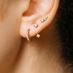Diamond Front Back Earring Set Earring Stack Sterling Silver Earring Set Earring Set Dainty Earrings Gift For Her Gift Ready image 6