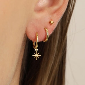 18K Gold Star Dangle Earring Set Earring Stack Sterling Silver Earring Set Everyday Earrings Gift Set Gift For Her Gift Ready image 4