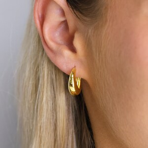 Chunky Tapered Hoop Earrings Statement Hoops Thick Hoops Sterling Silver Hoop Earrings Gold Hoop Earrings Minimalist Earrings image 4