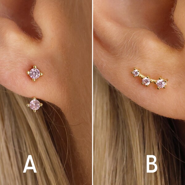 [Julie Vos]Honey Stud-Iridescent Tourmaline Pink