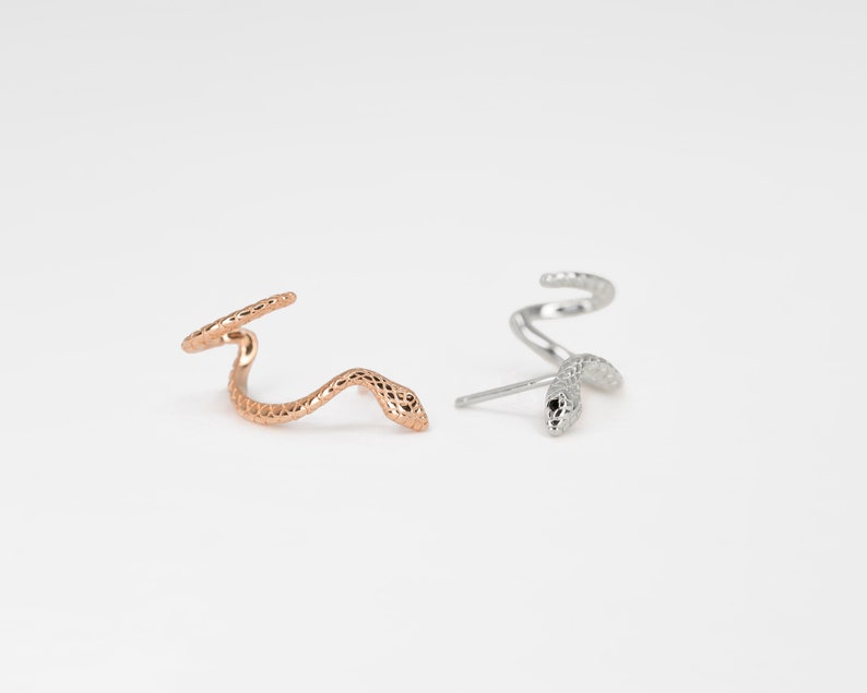 Snake Climber Stud Earrings Serpent Earrings Snake Earrings Edgy Earrings Animal Earrings Grunge Jewelry Gift For Her image 5