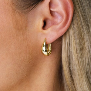 Chunky Tapered Hoop Earrings Statement Hoops Thick Hoops Sterling Silver Hoop Earrings Gold Hoop Earrings Minimalist Earrings image 3