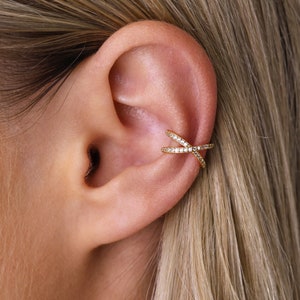 Paved Ear Cuff Ear Cuff No Piercing Conch Ear Cuff Fake Piercings Ear Cuff Non Pierced Cartilage Ear Cuff Gold Ear Cuff image 4