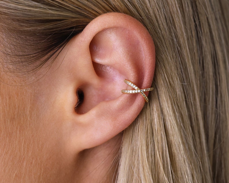 Paved Ear Cuff Ear Cuff No Piercing Conch Ear Cuff Fake Piercings Ear Cuff Non Pierced Cartilage Ear Cuff Gold Ear Cuff image 4