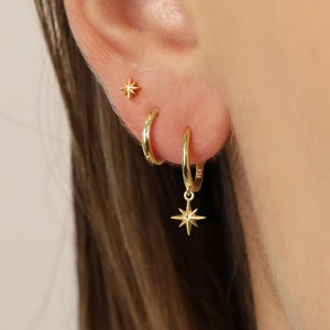18K Gold Star Dangle Earring Set Earring Stack Sterling Silver Earring Set Everyday Earrings Gift Set Gift For Her Gift Ready image 5