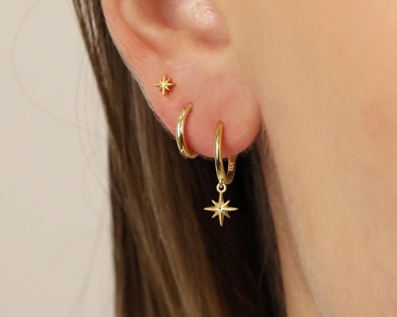 18K Gold Star Dangle Earring Set Earring Stack Sterling Silver Earring Set Everyday Earrings Gift Set Gift For Her Gift Ready image 5