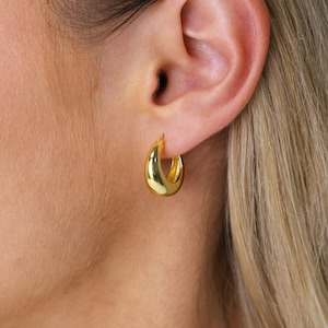 Chunky Tapered Hoop Earrings Statement Hoops Thick Hoops Sterling Silver Hoop Earrings Gold Hoop Earrings Minimalist Earrings image 5