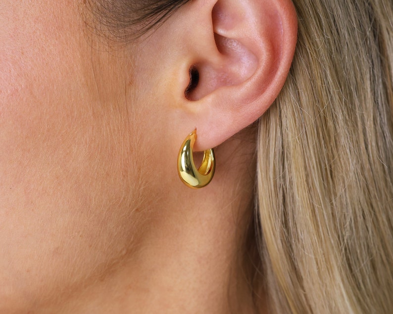 Chunky Tapered Hoop Earrings Statement Hoops Thick Hoops Sterling Silver Hoop Earrings Gold Hoop Earrings Minimalist Earrings image 5