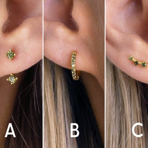 Peridot Earrings - Ear Jacket - Ear Climber - Gold Peridot Hoops - Birthstone Earrings - Minimalist Earrings - Gift For Her