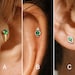 18G Dainty Emerald Flat Back Labret Stud - Cartilage Stud - Small Stud Earrings - Emerald Earrings - Labret Stud - Helix Stud - Tragus Stud 