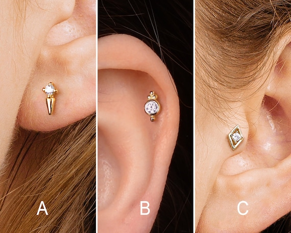 Cubic Zirconia Stud Earrings Screw Back | Stud Earrings Stainless Steel -  1pair - Aliexpress