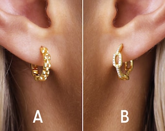 Statement Chain Hoop Earrings - Chain Hoops - Dainty Hoops - Sterling Silver Hoop Earrings - Delicate Earrings - Minimalist Earrings