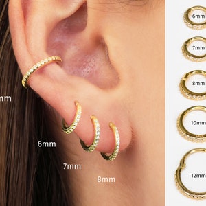 20G/18G/16G Paved Conch Clicker Hoops - Cartilage Clicker - Seamless Hinged Clicker - Conch Ring - Slim Hoop Earring - Eternity Clicker