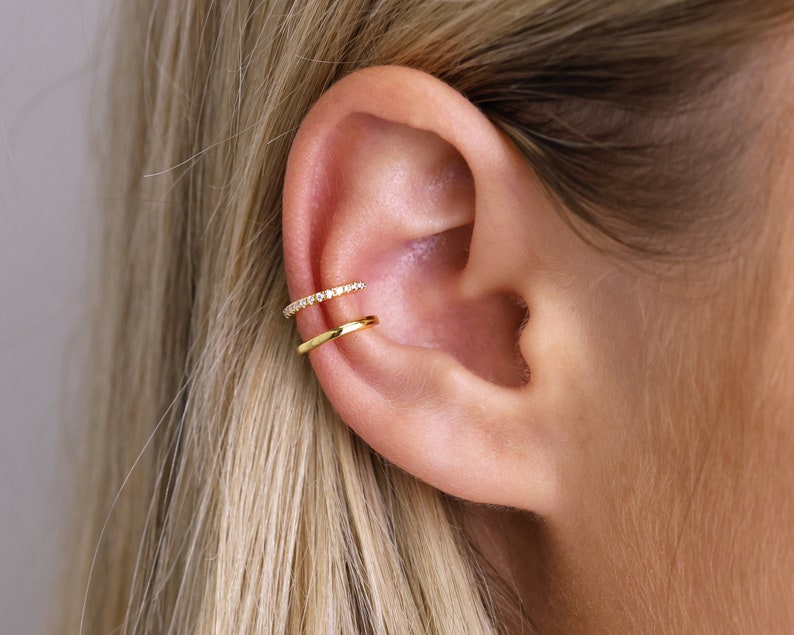 Paved Ear Cuff Ear Cuff No Piercing Conch Ear Cuff Fake Piercings Ear Cuff Non Pierced Cartilage Ear Cuff Gold Ear Cuff image 3