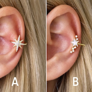 Star Ear Cuff - Ear Cuff No Piercing - Conch Ear Cuff - Fake Piercings - Ear Cuff Non Pierced - Cartilage Ear Cuff - Gold Ear Cuff