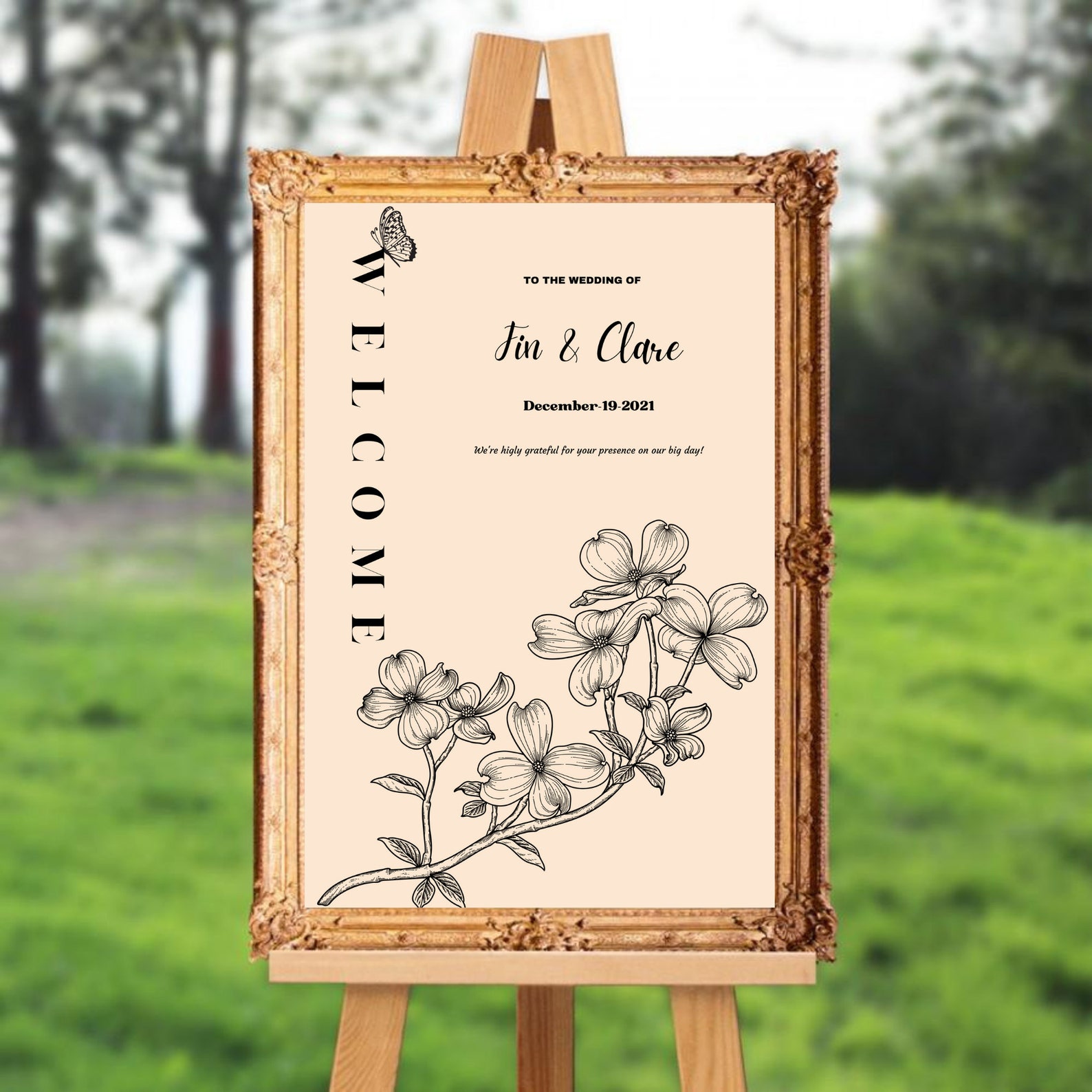 Boho Wedding Welcome Sign Template Vertical Board Template | Etsy