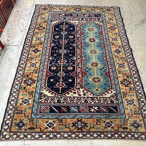 Decorative Carpet Rug,Handmade Turkısh Rug,Colorful Anatolian Hand Knotted Carpet,Vintage Rug,Tribal Rug,4.5&quot;x6.6&quot;Feet,136x200 cm