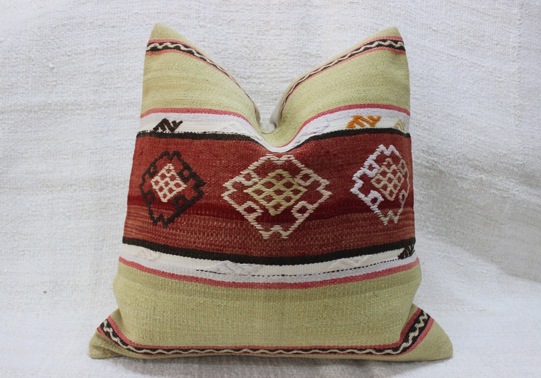 Mid Century Cream and Burgundy Pillow 20x20 Pillow Sham for Etsy