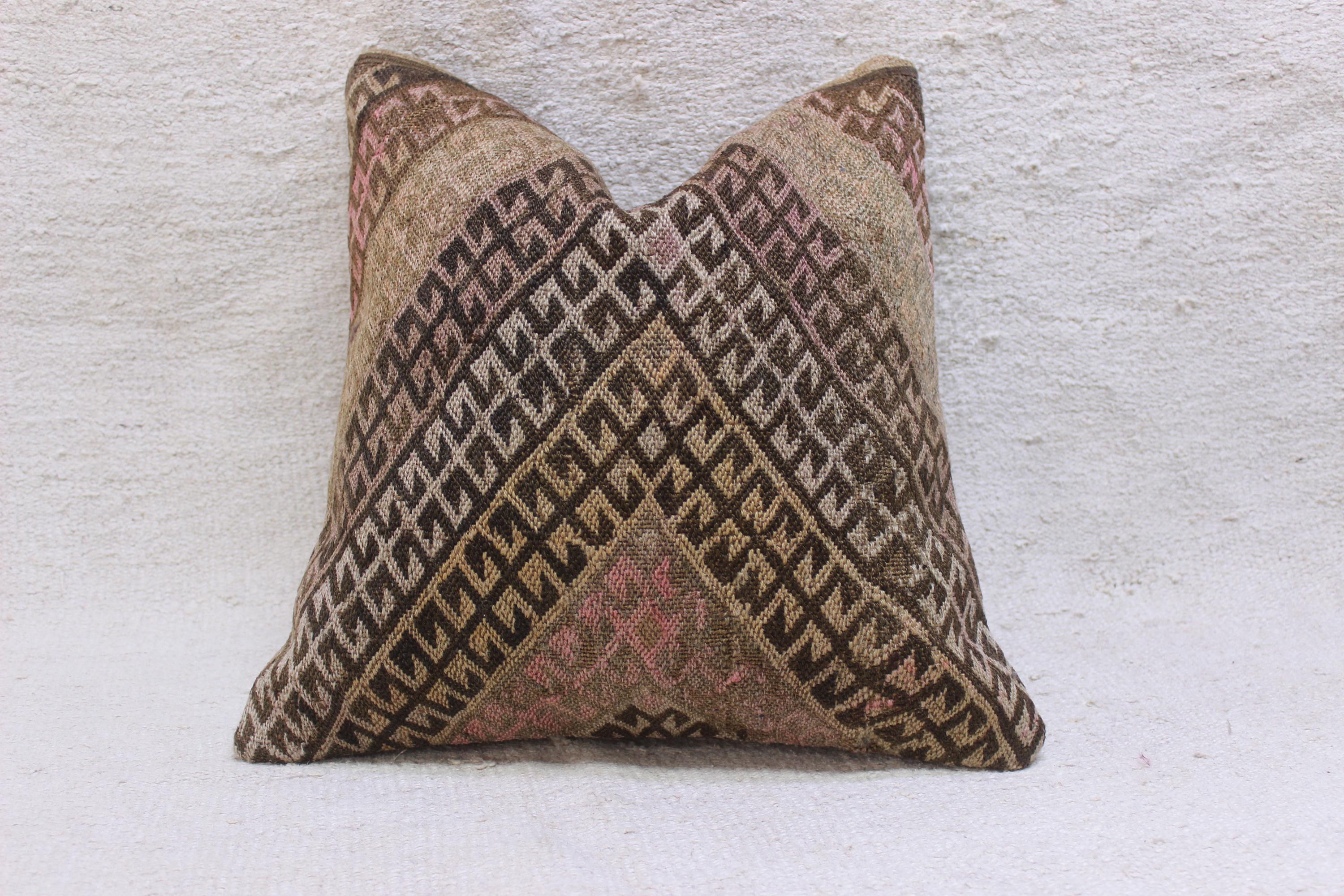 Unique handmade handmade  pillow cover, 16x16 boho pillow cover, 40x40 cm pillow case, tribal pillow, pastel throw pillow home decor