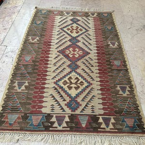 Handmade Kilim Rug,Vintage Rug,Decorative Rug,Hand woven Kilim Rug,Nomadic Rug,Tribal Rug,Anatolian Handmade Rug,3.7&quot;x5.4&quot;Feet,107x165 cm