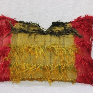 16x24 wool lumbar pillow with fringe, colorful ethnic decorative pillow cover with tassels, boho decor pillow cover, 40x60 cm pillow fringe
