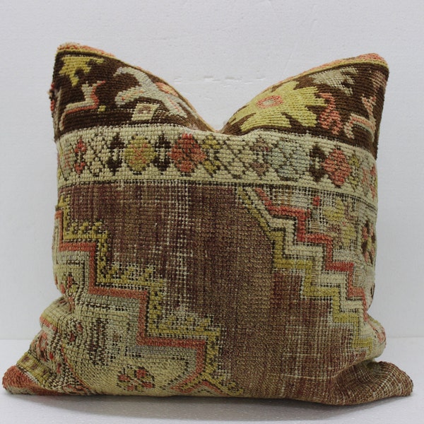 Brown carpet pillow, Pillow covers, Turkish pillows, pillow case, vintage pillow covers, 20x20 carpet pillows, 50x50cm carpet pillows brown