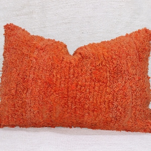 Orange Tülü Pillow Cover: Vintage Turkish Wool, 16x24 Bohemian Tassel