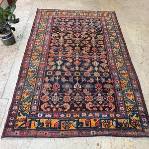 Antique Kurdish Carpet,4.2"x6.4"Feet,Decorative Carpet,Nomadic Carpet,Hand Knottet Antique Carpet,Vintage Home Decor, Carpet Rug, 128x195 cm