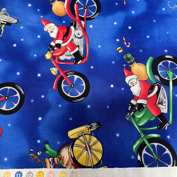 Fabric: Motorcycle Santa by Timeless Treasures Fabrics, Inc. Patt # Xmas-C3976