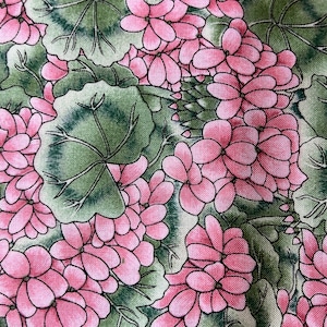 Fabric: Pink Geraniums and Leaves from the &quot;Mums the Word&quot; Collection by Debbie Mumm for South Sea Imports. Listing TWO of Two listings
