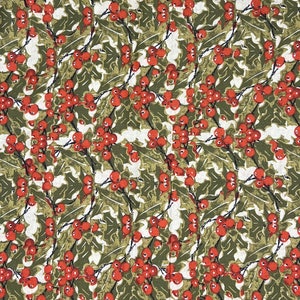Fabric Christmas Holly Berries and Leaves