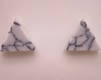 White and Black Marbled Earrings