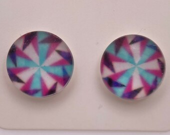 Abstract Plastic Stud Earrings, Sensitive Skin Jewelry (12 mm)